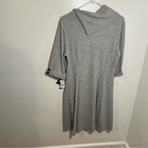 Signature by Robbie Bee Light Gray Cowl Neck Midi Dress - Picture 11 of 16